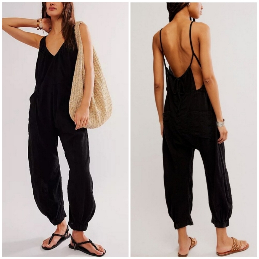 Free People Dream Free Harem One Piece/Black - Picture 1 of 14